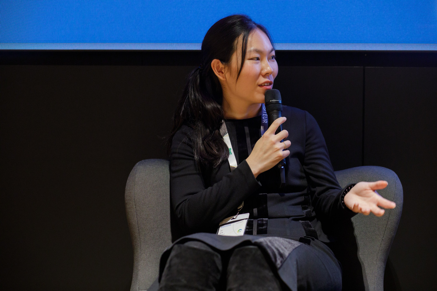 Lily Wang (Expon Capital) moderated a panel focused on digitalisation during Expon Capital's second annual Digital Tech Fund event at Post Luxembourg’s Helix headquarters, 25 January 2024. Photo: Matic Zorman / Maison Moderne