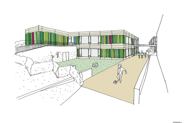 L’école fondamentale de Schouweiler se développera sur deux niveaux. (Illustration : WW+)