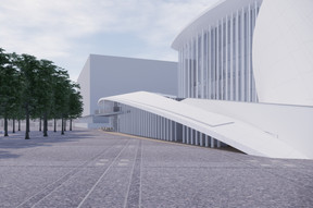 Des panneaux photovoltaïques teintés en blanc seront intégrés sur la toiture de l’extension. (Illustration : 2P Architectes & Associés, CBA Architectes)
