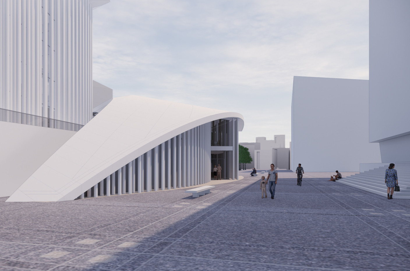 L’extension est positionnée en face du bâtiment Schuman. (Illustration: 2 P Architectes & Associés, CBA Architectes)