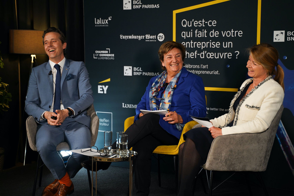 Yves Even (partner at EY), Michèle Detaille (president of Fedil and president of the jury) and Anne-Sophie Dufresne (member of the executive committee of BGL BNP Paribas) on Friday 21 April for the launch of the sixth Luxembourg Entrepreneur of the Year competition. Photo: EY