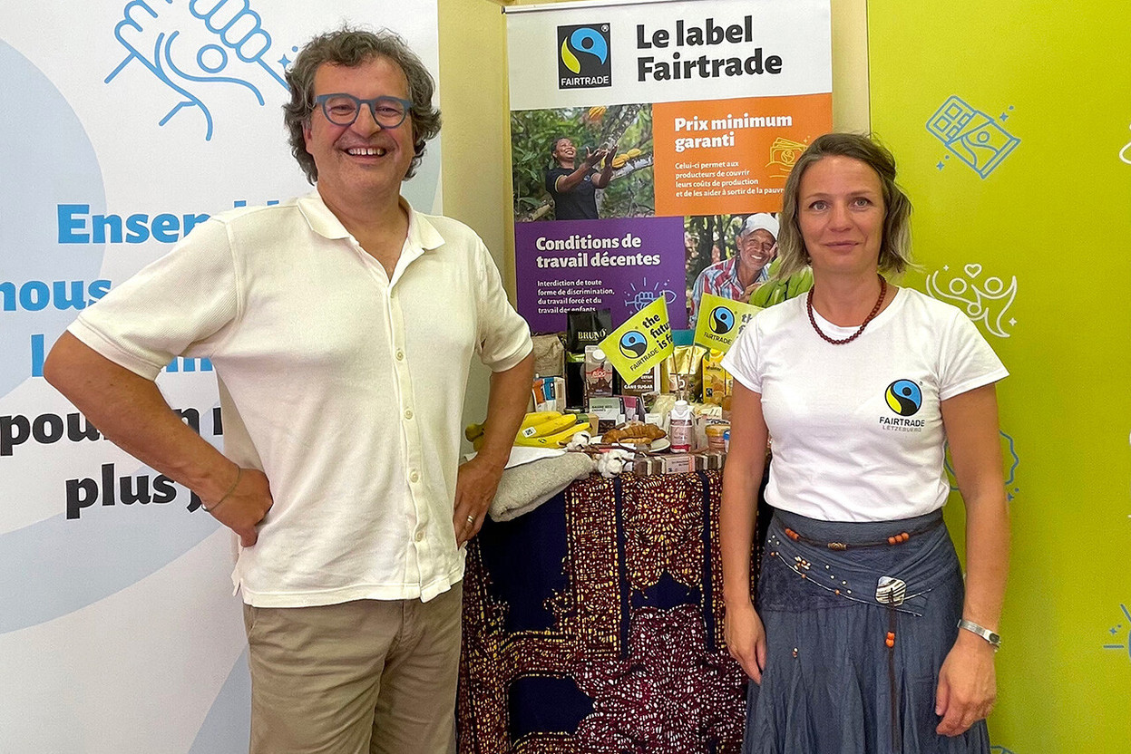 Jean-Louis Zeien, chair of Fairtrade Lëtzebuerg, and Geneviève Krol, director, presented the NGO’s 2025 results on Wednesday 12 August. (Photo: Fairtrade Lëtzebuerg)