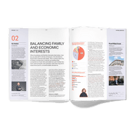 The magazine features ten themed articles, in both French and English, addressing the major challenges faced by family businesses and ‘national champions’.  (Visual: Paperjam)