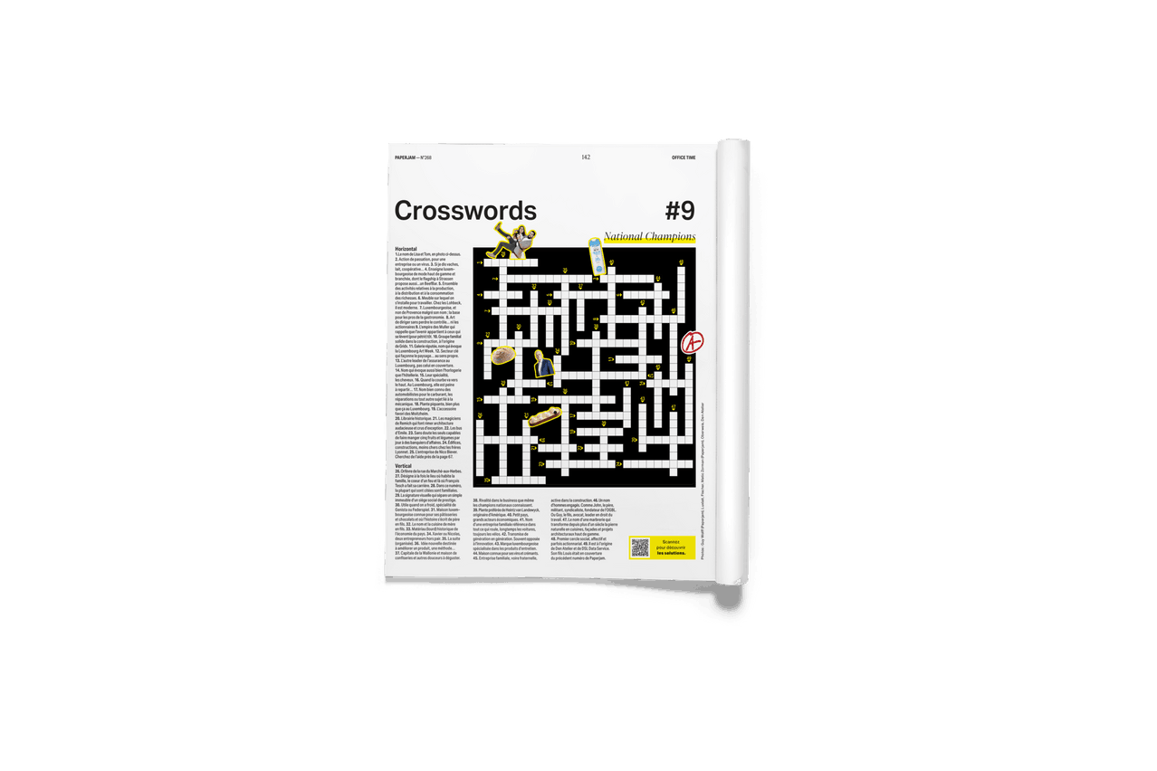 Every month, the magazine features a themed crossword puzzle put together by the editor-in-chief.  (Visual: Paperjam)