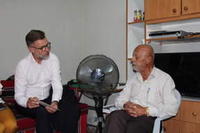 Franz Fayot talks with M. Ali, head of a family in Sheikh Jarrah that is being threatened with eviction  MAEE
