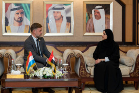 Fayot sat down with UAE Minister of New Technologies and President of the UAE Space Agency, Sarah Bint Yousif Al Amiri to discuss cooperation between Luxembourg and the UAE. © SIP / Emmanuel Claude