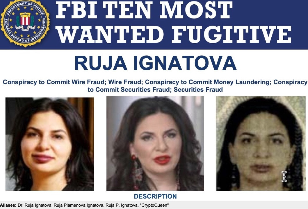 “Ignatova is believed to travel with armed guards and/or associates. Ignatova may have had plastic surgery or otherwise altered her appearance” says the FBI. FBI