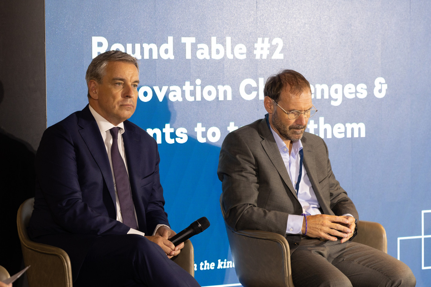 (l-r) Claude Meisch (DP), minister for higher education and research; Jens Kreisel, rector, University of Luxembourg. Photo: Romain Gamba/Maison Moderne