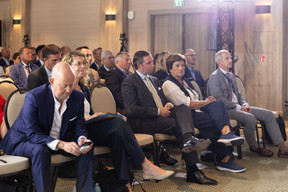 Jean-Louis Schiltz (Fedil), Joëlle Welfring (ministre de l'Environnement), le Grand-Duc héritier et Michèle Detaille (Fedil). (Photo: Romain Gamba/Maison Moderne)