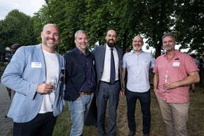 Ian Atkinson (Governance.com), Jonathan Prince (Finologee), Alex Lawrence (Titanbay), Neil Scoble (Cascade) and Darren Robinson (Anderson Wise) at the Luxembourg Private Equity and Venture Capital Association’s (LPEA) summer party, held on 11 July at the Hotel Parc Belle-Vue in Luxembourg City.  Photo: Nader Ghavami