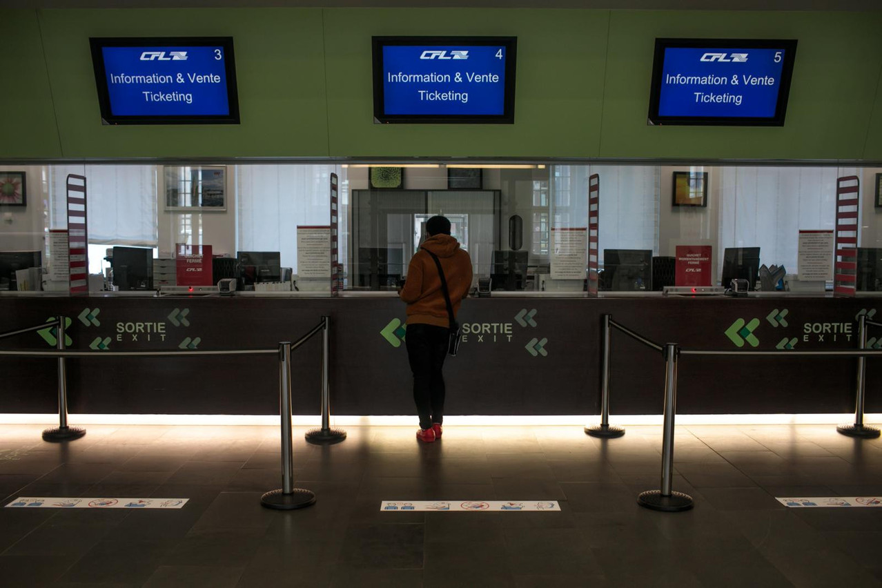 Library picture: A traveller is seen at the CFL ticket counter inside the central train station, May 2020. Photo: Matic Zorman