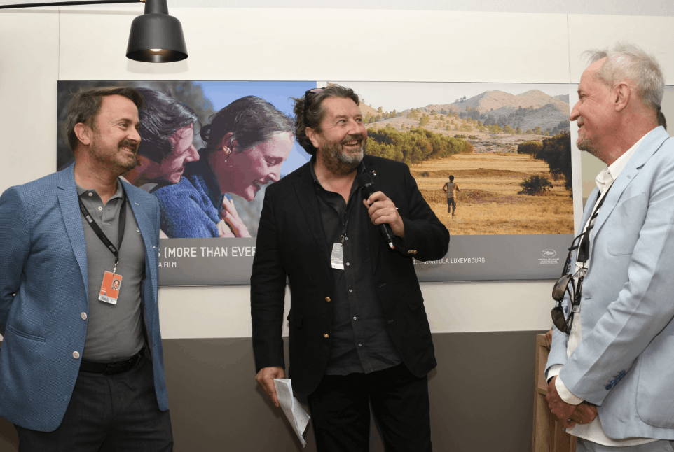 Guy Daleiden, director of the Film Fund Luxembourg (middle) was present at Cannes alongside prime minister and media minister Xavier Bettel (left) and Nicolas Steil, secretary general of  Luxembourg’s audiovisual production union.  Thibaut Demeyer / Film Fund Luxembourg