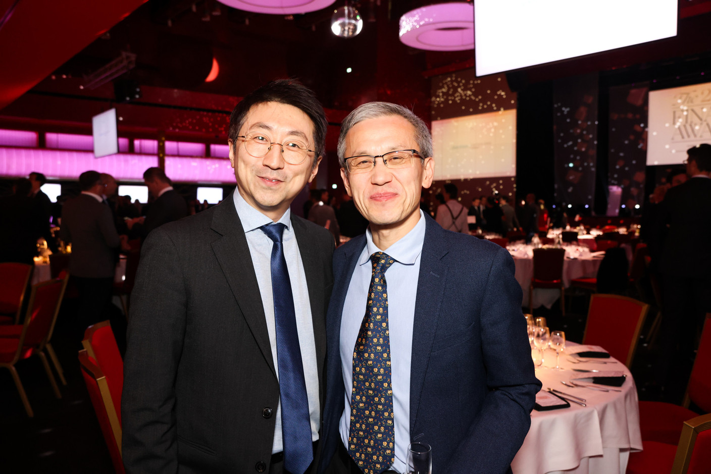 Sung Lee (Citco) and Baokun Li (China Everbright Bank Luxembourg Branch) at the 2023 Finance Awards, which took place on Tuesday 21 November 2023 at Casino 2000 in Mondorf. Photo: Eva Krins and Marie Russillo/Maison Moderne