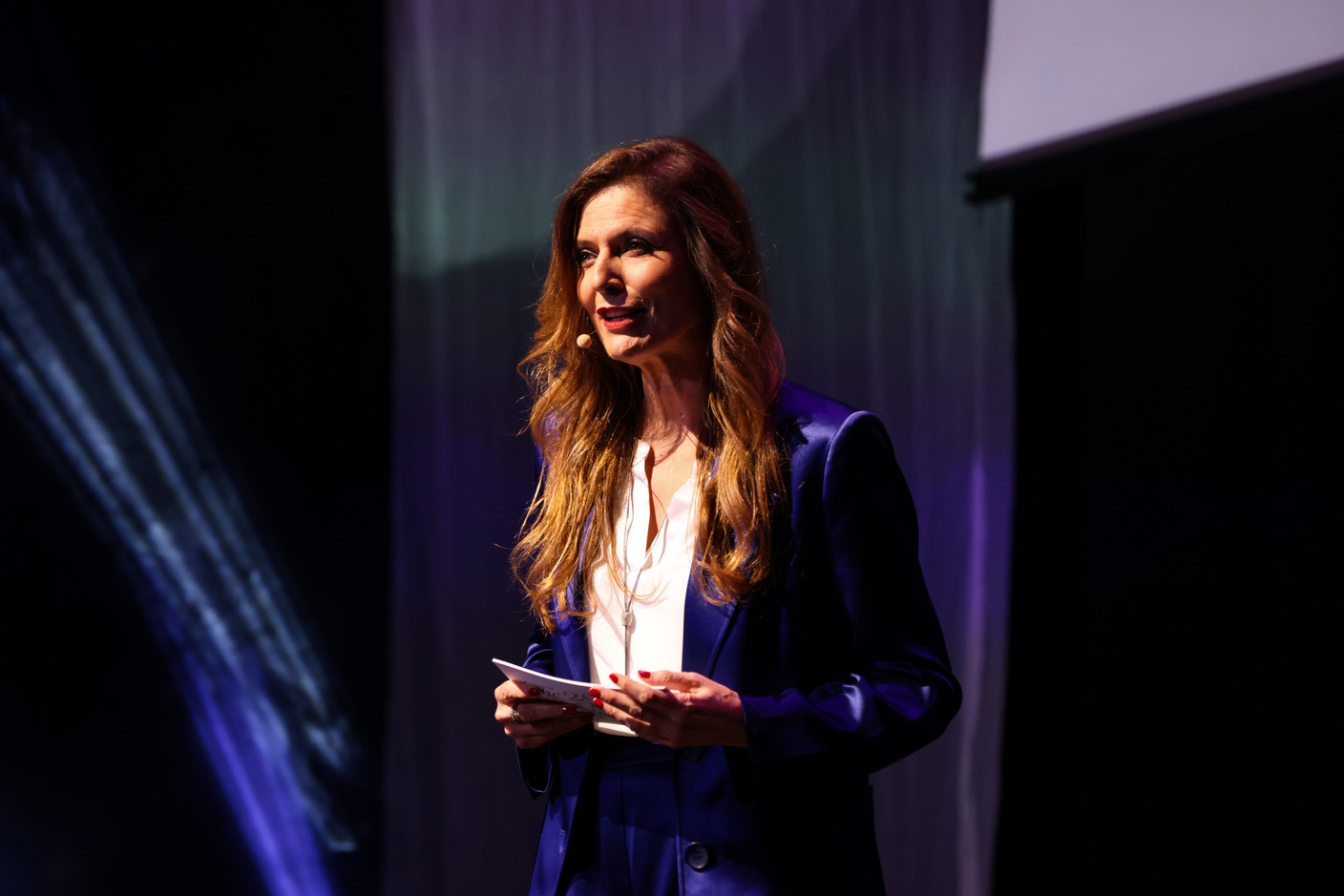 Nathalie Reuter was the moderator of the 2023 Finance Awards, which took place on Tuesday 21 November 2023 at Casino 2000 in Mondorf. Photo: Eva Krins and Marie Russillo/Maison Moderne