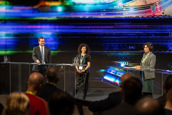 Delano attended the “Navigating macroeconomic challenges: the role of private assets” panel at the Alfi Private Assets Conference at Luxexpo in Kirchberg on 28 November 2023. Pictured: Volker Kraft (ECE Real Estate Partners), Rosa Villalobos (Macquarie Infrastructure and Real Assets), Kavitha Ramachandran (Apex Fund Services). Photo: Romain Gamba