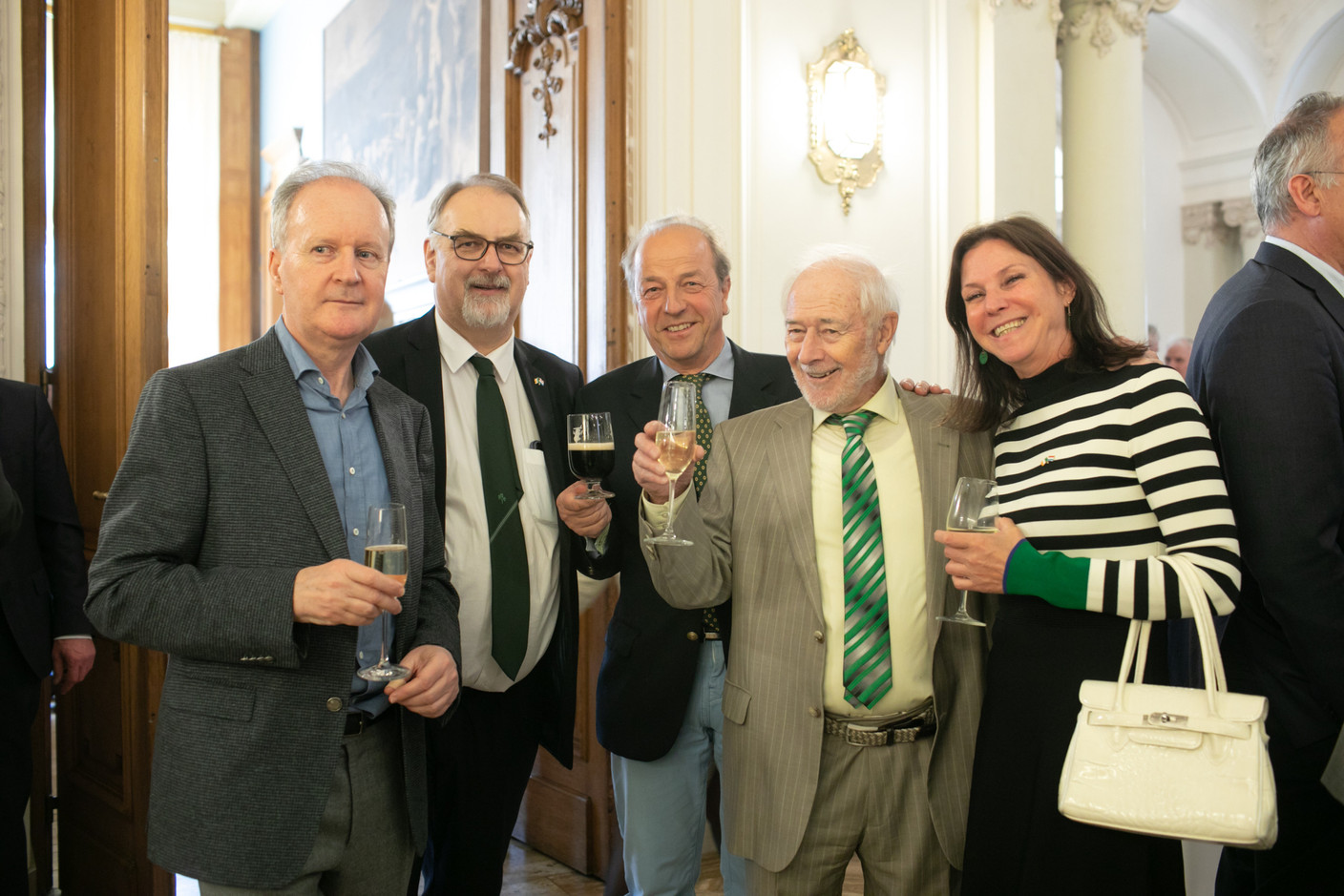 Guests at the Irish embassy’s St Patrick’s Day reception, including Geoff Thompson (second from l.)  Photo: Matic Zorman / Maison Moderne