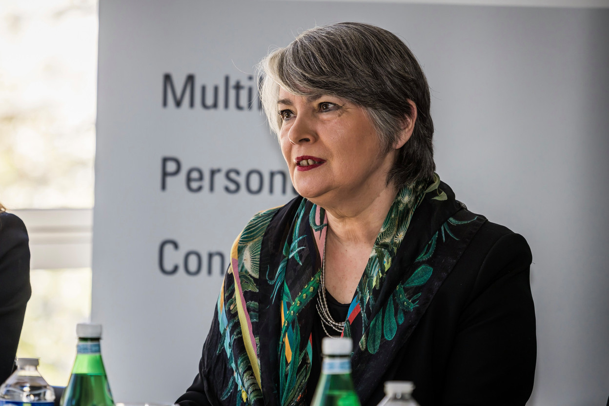 Isabelle Riassetto is the chair in investment funds law within the faculty of law, economics and finance at the University of Luxembourg. Pictured is Riassetto speaking at a press conference on 4 May 2023. Photo: Olivier Dessy