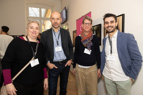 Jessica Merenz (Graphicube), Xavier Linder (jobs.lu) and Anke Vogler (University of Luxembourg-LCSB) and Mickael Pires (jobs.lu) at the Paperjam Club’s Workshops Day, held at Neimënster Abbey, 21 January 2025. Photo: Eva Krins/Maison Moderne