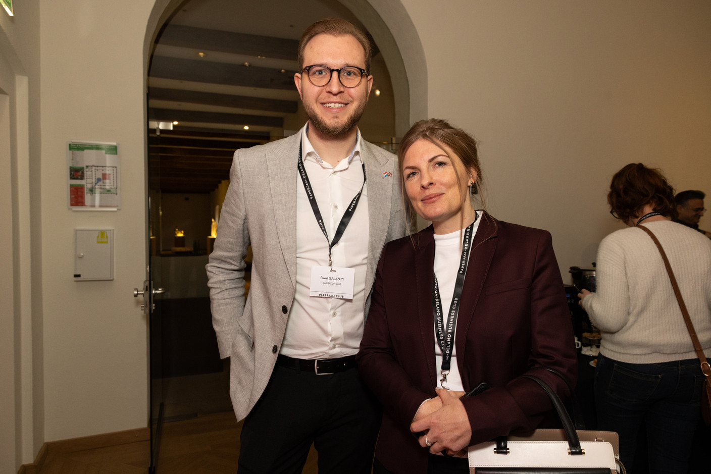 Pawel Galanty (Anderson Wise) and Catherine Warnotte (Sedna Capital) at the Paperjam Club’s Workshops Day, held at Neimënster Abbey, 21 January 2025. Photo: Eva Krins/Maison Moderne