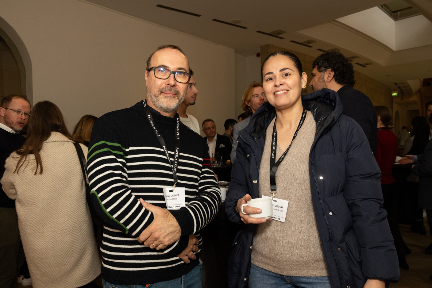 Raphael Cremet (Smile/Neopixl) and Mariam Azougagh (Synechron Luxembourg) at the Paperjam Club’s Workshops Day, held at Neimënster Abbey, 21 January 2025. Photo: Eva Krins/Maison Moderne