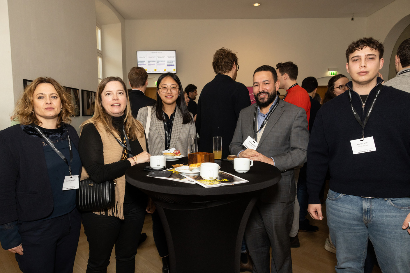 Catherine Levanti (Alfi), Camille Marmier (RE/Max Sweet Home), Jenny Hu (BNP Paribas Real Estate Advisory & Property Management Luxembourg), Mohamed Madi (RE/Max Sweet Home) and Noa Levanti (CLC Consulting) at the Paperjam Club’s Workshops Day, held at Neimënster Abbey, 21 January 2025. Photo: Eva Krins/Maison Moderne