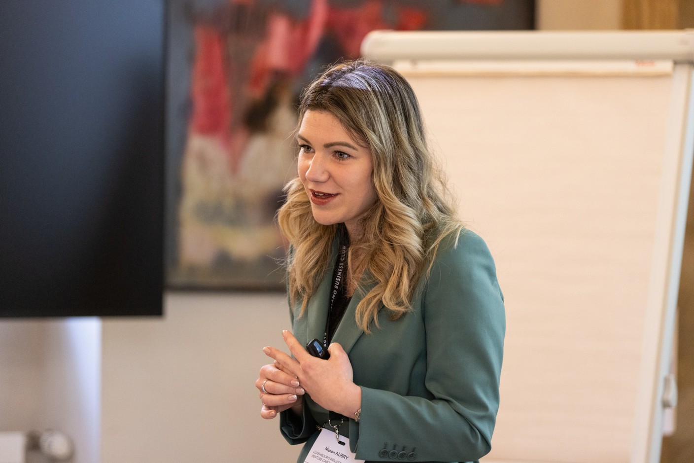 Manon Aubry (Luxembourg Private Equity & Venture Capital Association) at the Paperjam Club’s Workshops Day, held at Neimënster Abbey, 21 January 2025. Photo: Eva Krins/Maison Moderne