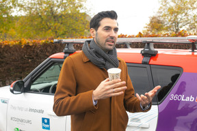 The 360lab project manager, Raphaël Frank, seen just before putting his autonomous car on the road, 3 November 2022. Photo: Matic Zorman/Maison Moderne