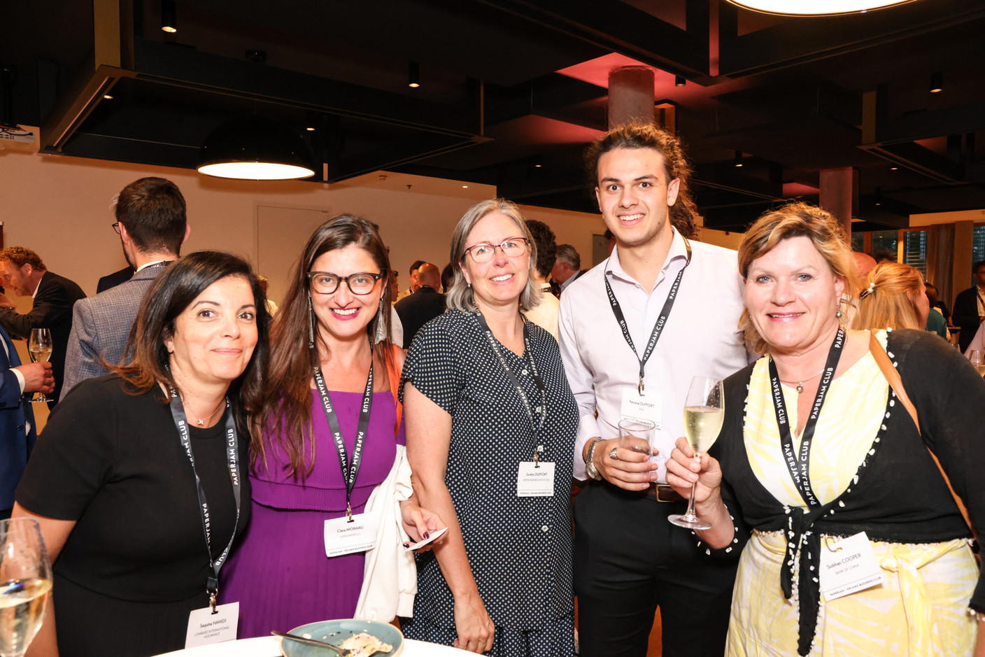 Saquina Hamidi (Lombard International Assurance), Clara Moraru (Languages.lu), Jocelyn Duffort (United Business Institutes), Perceval Duffort (EIDE), Siobhan Cooper (Bank of China). (Photos: Marie Russillo/Maison Moderne)