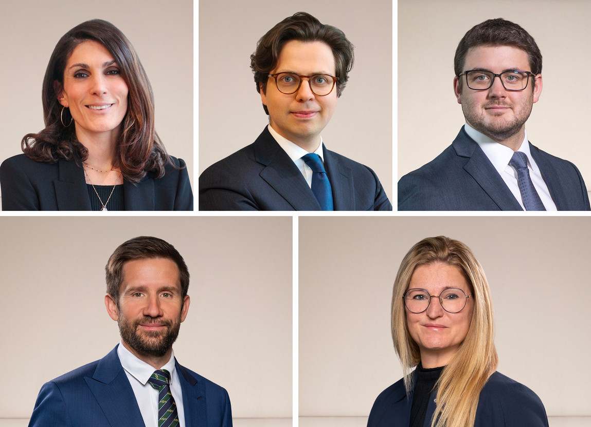 Arendt announced on Tuesday 3 February the appointment of three new partners (above and from left to right): Lorraine Chéry, Błażej Gładysz-Lehmann and Yves Philippart de Foy, as well as two new associate partners (bottom, left to right): Arnaud Huguenel and Alexandra Leininger. (Photos: Arendt; Montage: Paperjam)