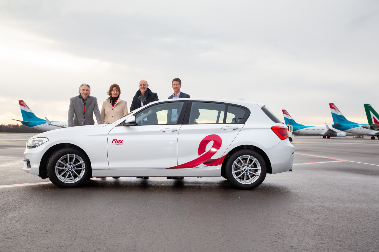 De gauche à droite: René Steinhaus (CEO Lux-Airport), Stefanie Kaever (head of mobility, Lux-Airport), Jürgen Berg (directeur général CFL Mobility) et Pit Reiter (B2B relations, Flex Carsharing).   (Photo: Flex Carsharing)