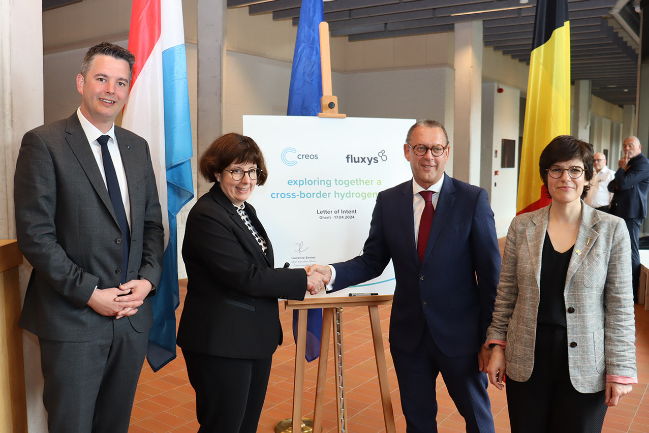 La signature de la lettre d’intention de Fluxys Belgium et Creos Luxembourg a eu lieu dans le cadre d’une visite d’État en Belgique.  (Photo: Creos Luxembourg)