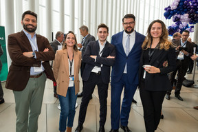 Marie Lacourie of Silicon Luxembourg (second from left), Antoine Belingar of Domos FS (centre), Laurent Hengesch of Ilavska Vuillermoz Capital (second from right). Photo: Nader Ghavami