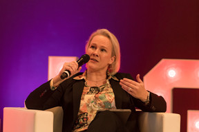 Martine Kerschenmeyer of Advent International is seen speaking on the “Fundraising from Luxembourg” panel at LPEA Insights 2022, 13 October 2022. Photo: Nader Ghavami