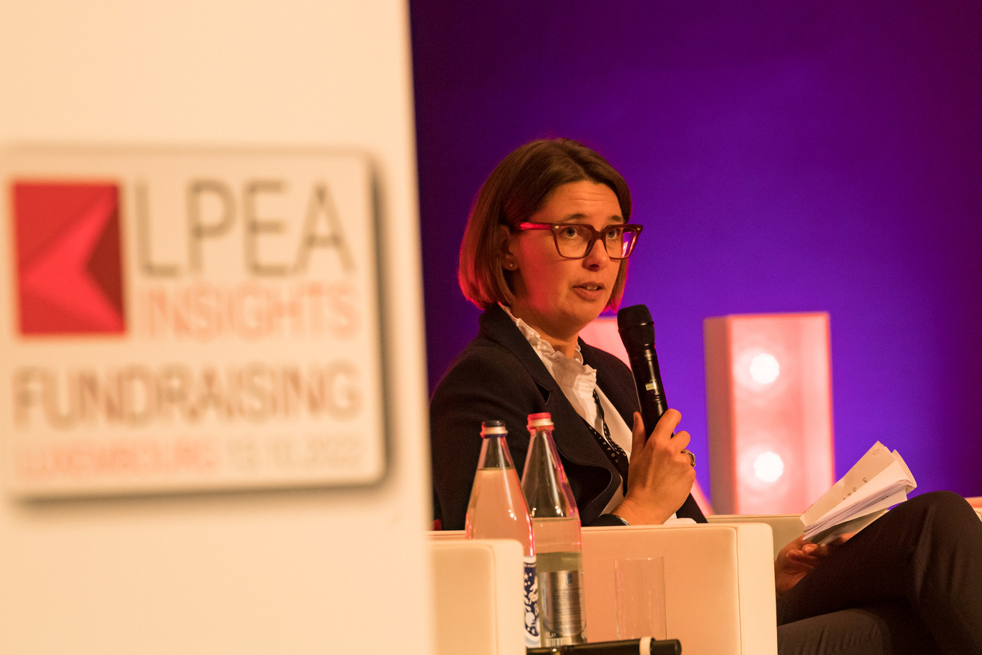 Caroline Kragerud of Cube Infrastructure Managers is seen speaking on the “Fundraising from Luxembourg” panel at LPEA Insights 2022, 13 October 2022. Photo: Nader Ghavami