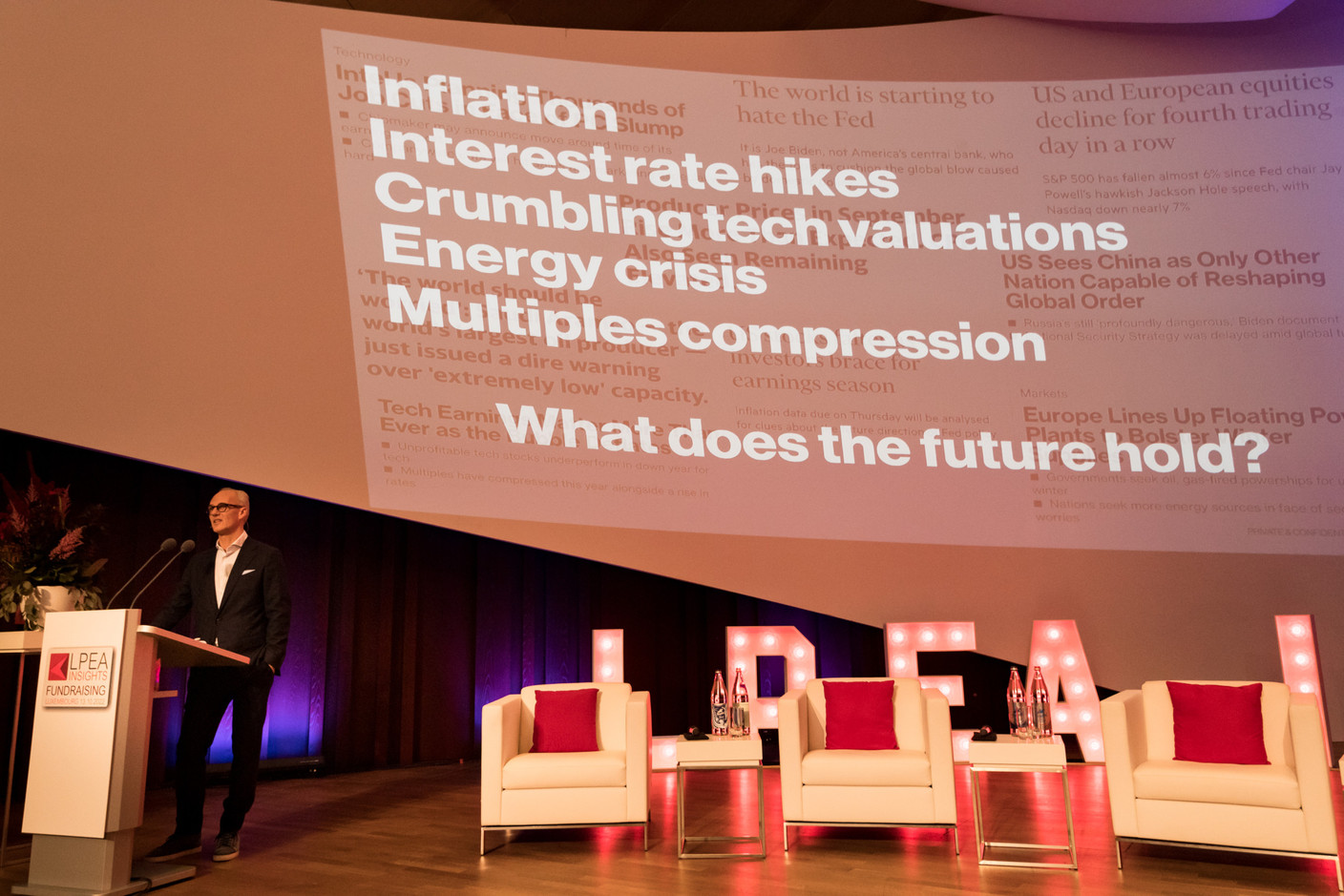 Jérôme Wittamer of Expon Capital is seen speaking during LPEA Insights 2022, 13 October 2022. Photo: Nader Ghavami