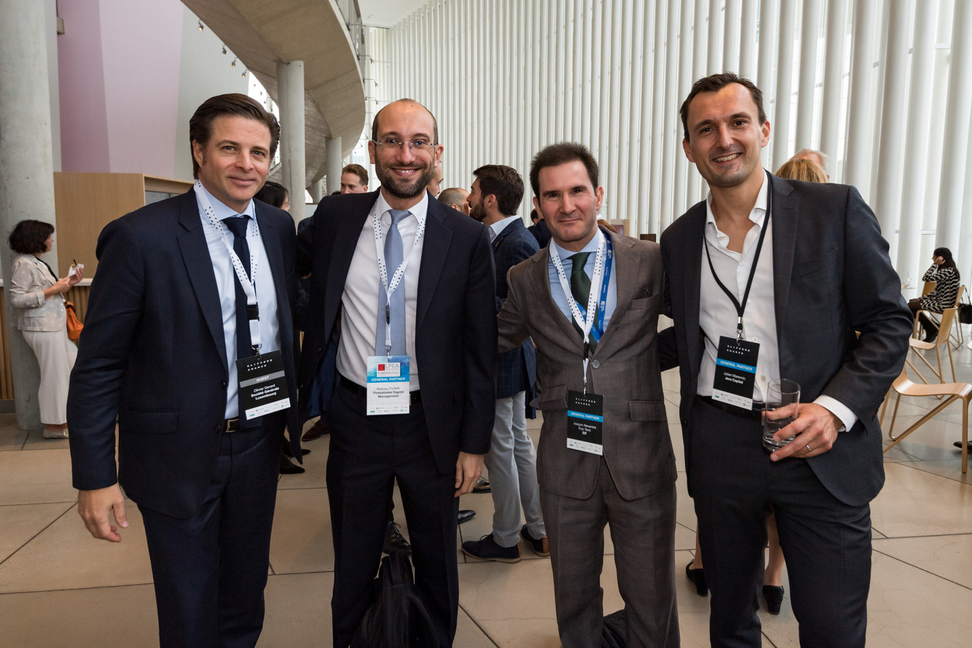 Olivier Gerard of Société Générale Luxembourg, Mathieu Perfetti of Threestones Capital Management, Joaquin Alexandre Ruiz Tarré of the European Investment Fund and Julien Marencic of Jera Capital. Photo: Nader Ghavami