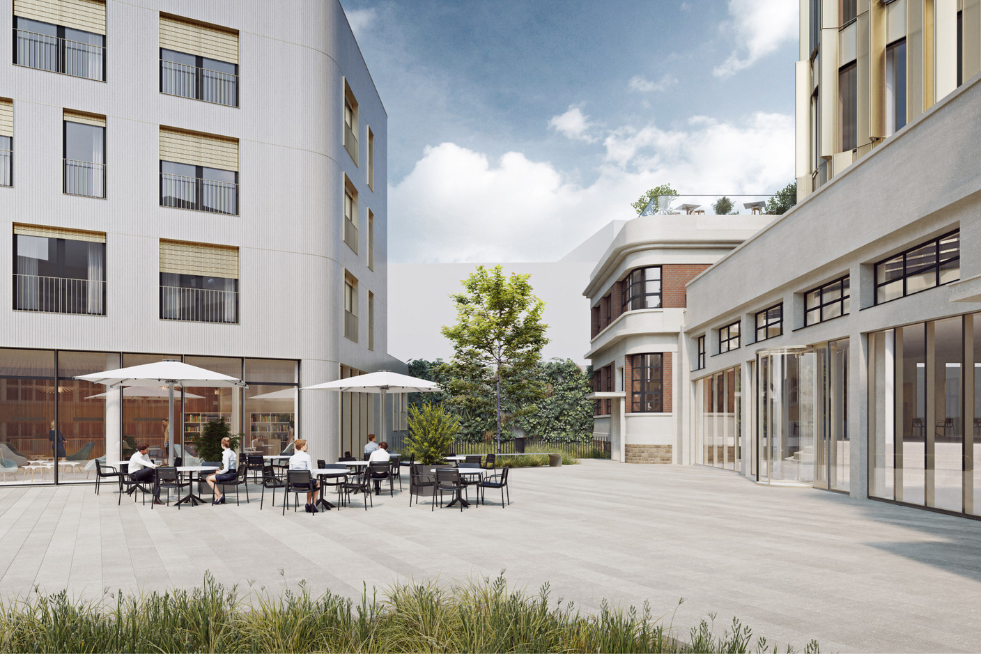 View of the new square between the two buildings. Illustration: architectesassoc+ 