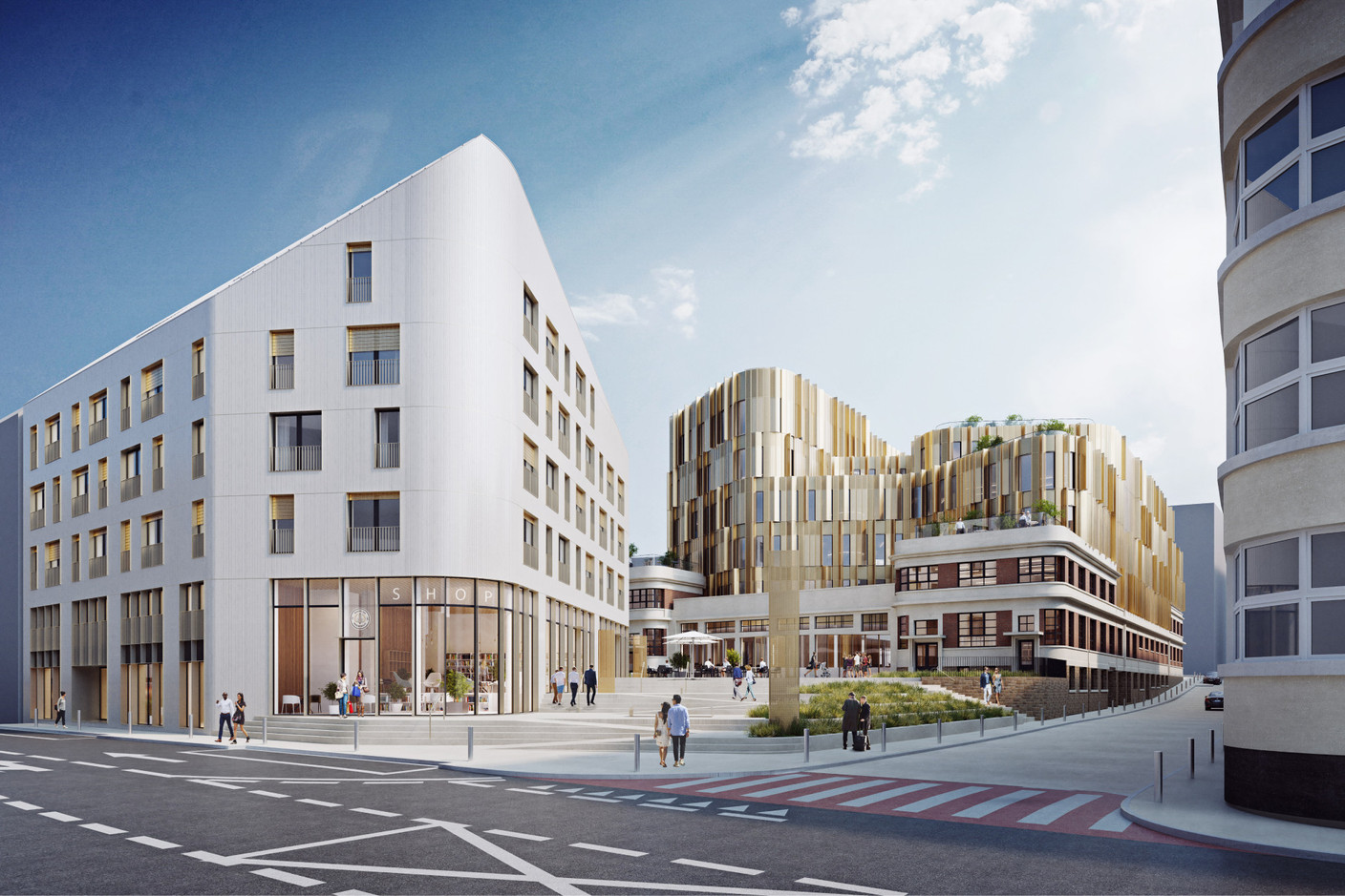 View of the project from the corner of rue de Hollerich and rue Joseph-Heintz. Illustration: architectesassoc+ 