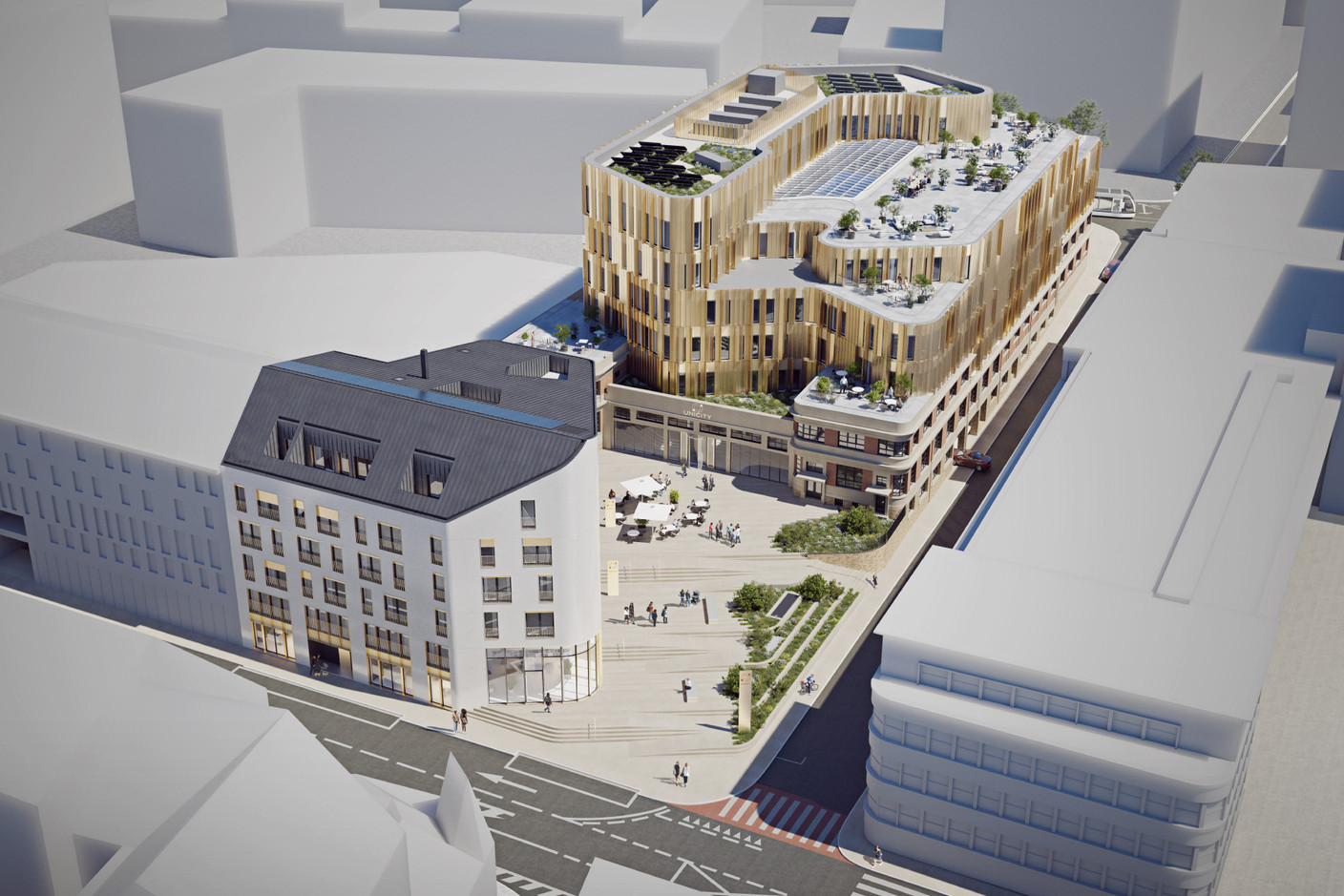 Aerial view of the project. Illustration: architectesassoc+ 