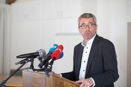 Aucun membre du CSV n’était présent lors de la conférence de presse du président du parti, Frank Engel, qui n’a pas eu lieu au siège du parti, mais au couvent des sœurs franciscaines, à Belair. (Photo: Matic Zorman/Maison Moderne)