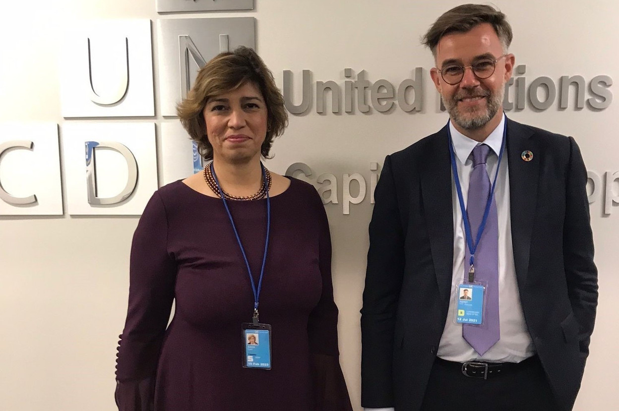 While in New York earlier this week, Franz Fayot met with Preeti Sinha, the new director of the United Nations Capital Development Fund Photo: MAEE