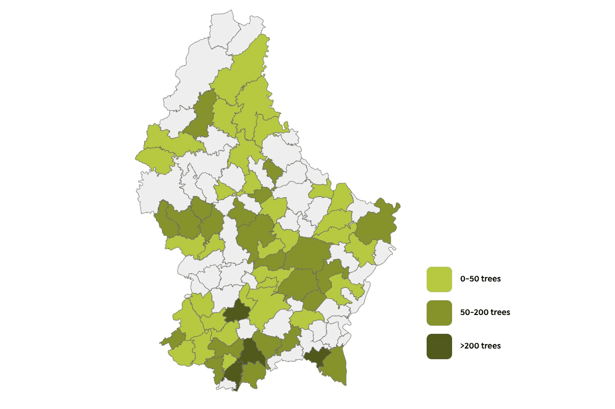 This map shows in which municipalities private individuals, associations, businesses and/or local councils themselves participate in the “Gielt Band” campaign. Photo: Agriculture ministry