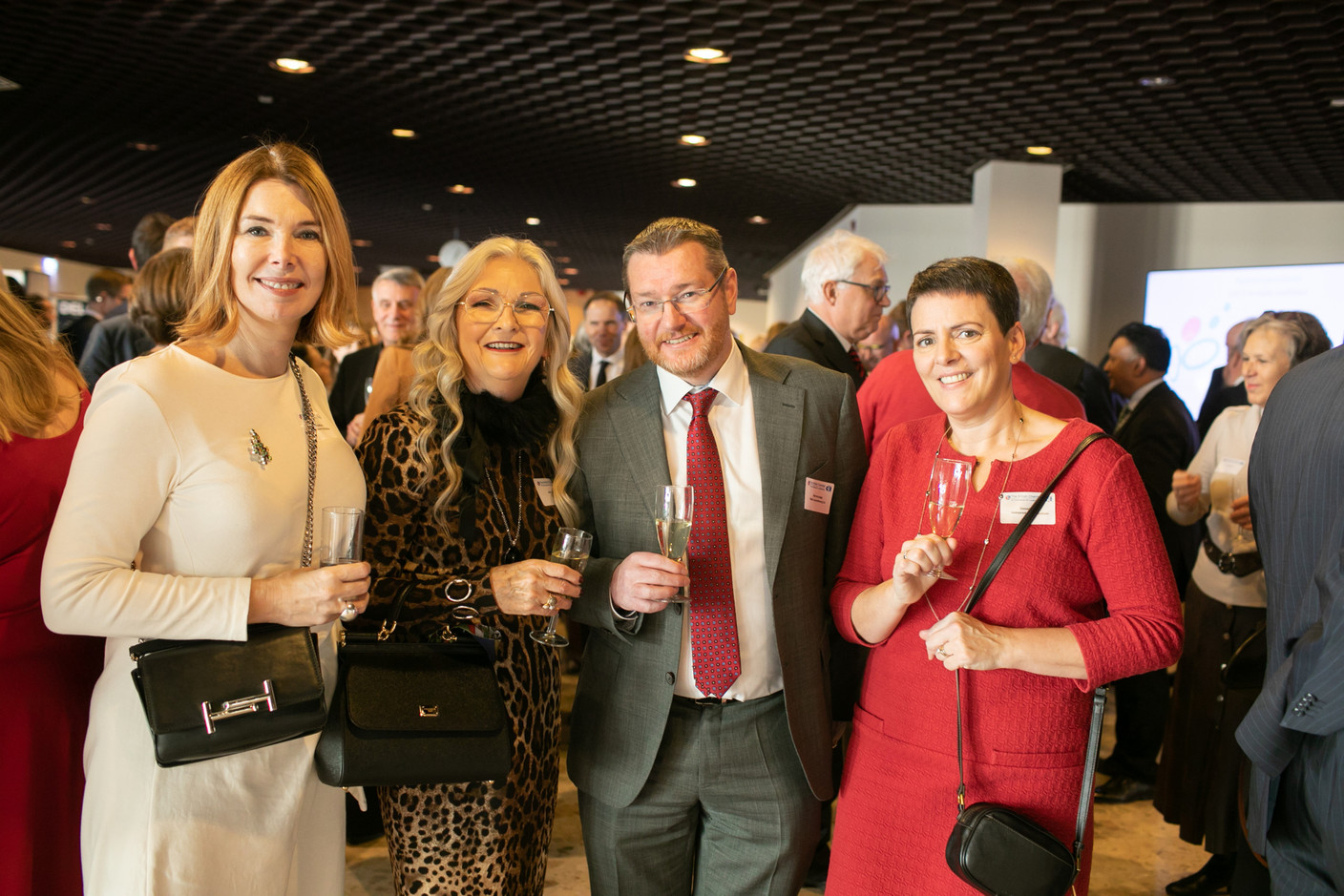 Rebecca Jackson of Bank of New York Mellon (on left), Darren Judge of M&G Luxembourg (second from right), and Sinead Lyons, an independent consultant (on right). Photo: Matic Zorman / Maison Moderne