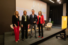 Emilie Serrurier-Hoël (Banque Internationale à Luxembourg), Sandrine de Vuyst (ING Luxembourg), Pascal Rapallino (Verona Multi Family Office) and Caroline Quéré (Spirit Asset Management) were the panellists at the private banking roundtable, held on 30 March 2023 at Arendt.  Photo: Eva Krins/Maison Moderne