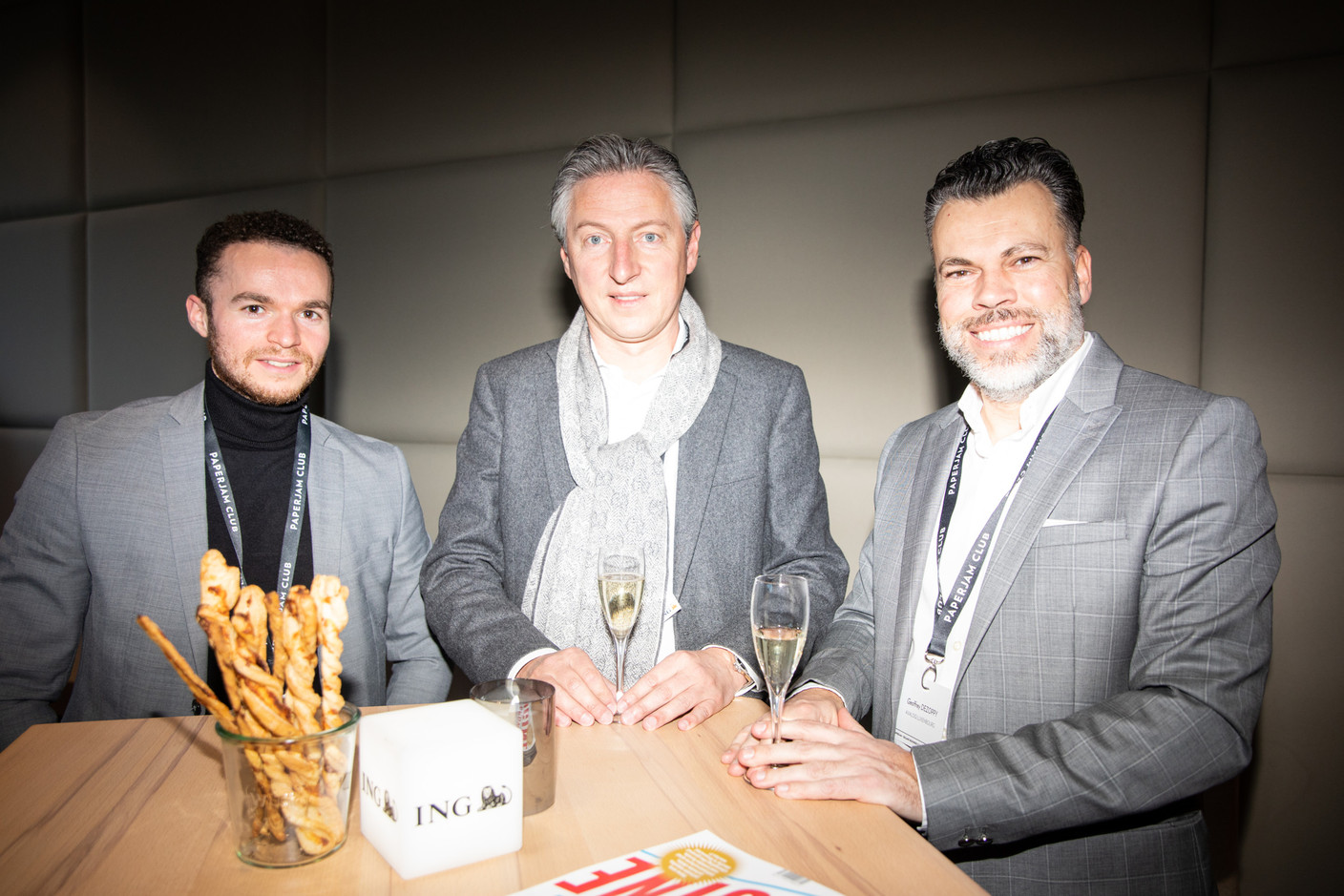 Yohann Silva (KB Group Real Estate), Pascal Gerard (The Print Factory), Geoffrey Dezoppy (Avaloq Luxembourg). Photo: Eva Krins/Maison Moderne