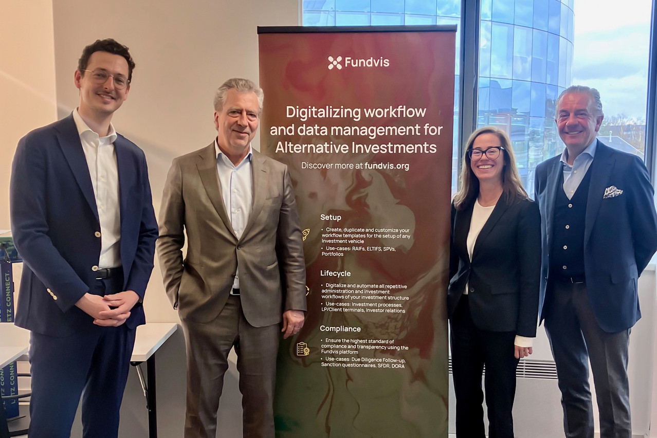 From l to r: Olivier Renault, Martin Vogel, Alessia Lorenti and Bob Kneip have joined Fundvis’ new advisory board. “I have seen Fundvis evolve since its inception in 2022 when I mentored the Fundvis team in the Catapult acceleration programme,” Lorenti commented in a press release. “I strongly believe Fundvis is a cutting-edge solution to allow the alternative investment funds industry players to enhance their operational and cost efficiency, while reducing risks, through automation and digitalisation.” Photo: Fundvis