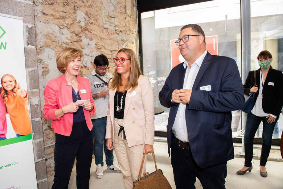 Ariane Toepfer, director of Youth and Work, presented her new programme with Daniela Ragni, from the André Losch Foundation, and Emile Lutgen, from the Oeuvre nationale--Grand Duchess Charlotte national relief service--which co-financed the project. (Photo: Youth and Work)