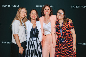 Cloé Decker (Chamber of Commerce of the Grand Duchy of Luxembourg), Emmanuelle Thivollard, Muriel Morbé (House of Training) and Estelle Goutière (Chamber of Commerce of the Grand Duchy of Luxembourg). (Photo : Julian Pierrot / Paperjam)