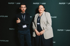 Ibrahim Asnoun (S2IGroup) and Halima Foudil (Home RH). (Photo : Julian Pierrot / Paperjam)