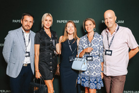Mathias Guittet (Bureau Center), Olivia Koziol, Aurore Jurga (Belair Psychology Practice), Anne-Catherine Marin (De Belsch Traiteur) and Sylvain Barrette (Paperjam). (Photo : Julian Pierrot / Paperjam)